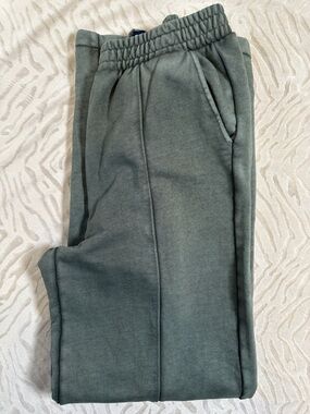 GAP Wide Leg Seamed French Terry Sweatpants in Washed Green Size S